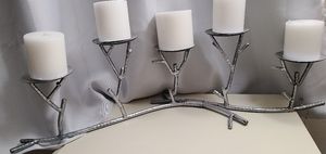 silver candelabra with 5 candles